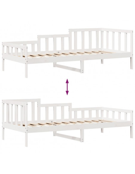 Dormeuse con Cassetti Bianco 90x200 cm Legno Massello di Pino