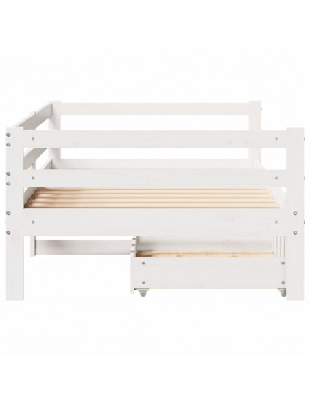 Dormeuse con Cassetti Bianco 90x200 cm Legno Massello di Pino