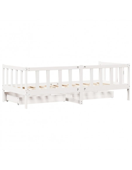 Dormeuse con Cassetti Bianco 90x200 cm Legno Massello di Pino