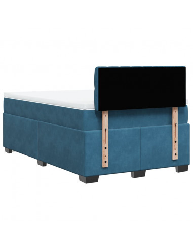 Giroletto a Molle con Materasso Blu Scuro 120x190 cm in Velluto