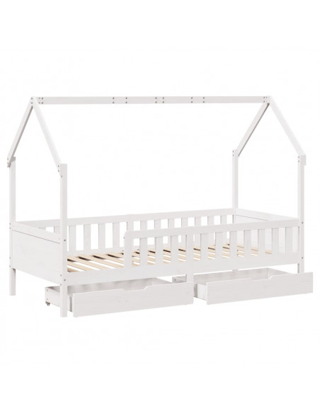 Giroletto Bambini con Cassetti 80x200 cm Legno Massello di Pino