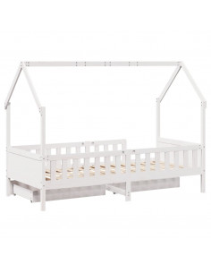 Giroletto Bambini con Cassetti 90x200 cm Legno Massello di Pino 2