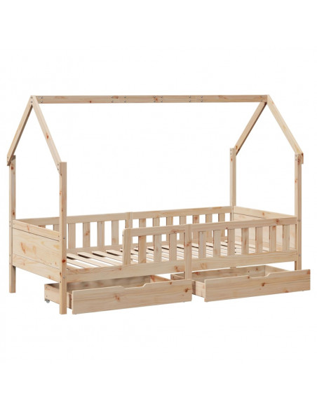 Giroletto Bambini con Cassetti 90x200 cm Legno Massello di Pino