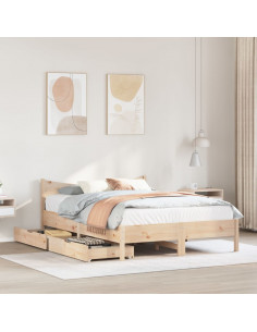 Giroletto con Cassetti 160x200 cm in Legno Massello di Pino 2