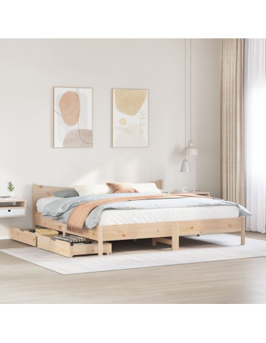 Giroletto con Cassetti 180x200 cm in Legno Massello di Pino