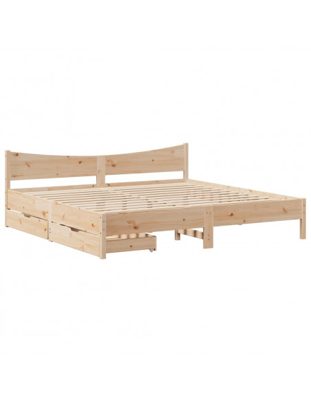 Giroletto con Cassetti 200x200 cm in Legno Massello di Pino
