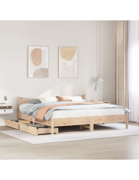 Giroletto con Cassetti 200x200 cm in Legno Massello di Pino