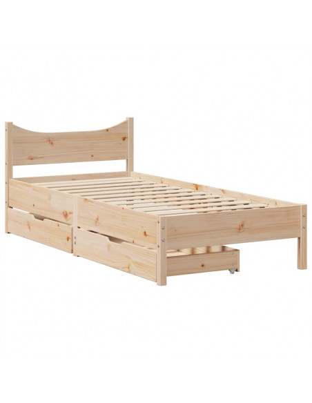 Giroletto con Cassetti 90x200 cm in Legno Massello di Pino