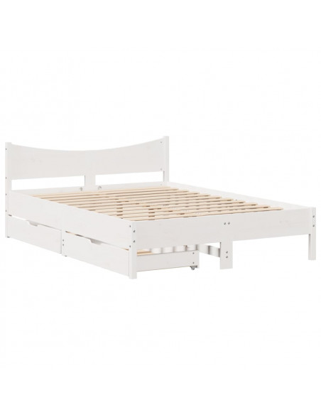 Giroletto con Cassetti Bianco 120x200 cm Legno Massello di Pino