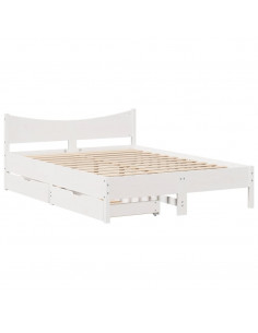 Giroletto con Cassetti Bianco 140x200 cm Legno Massello di Pino