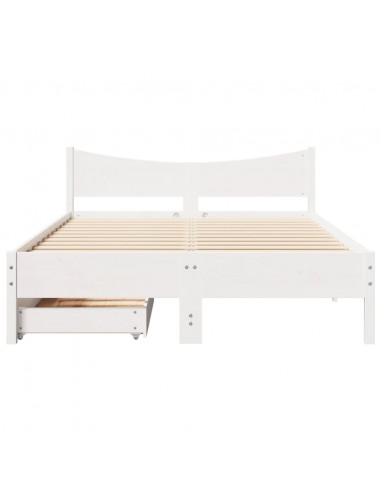 Giroletto con Cassetti Bianco 140x200 cm Legno Massello di Pino