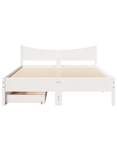 Giroletto con Cassetti Bianco 140x200 cm Legno Massello di Pino