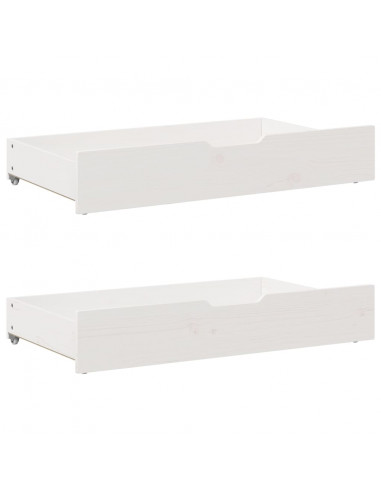 Giroletto con Cassetti Bianco 180x200 cm Legno Massello di Pino