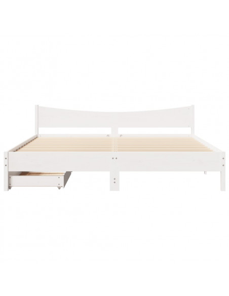 Giroletto con Cassetti Bianco 200x200 cm Legno Massello di Pino