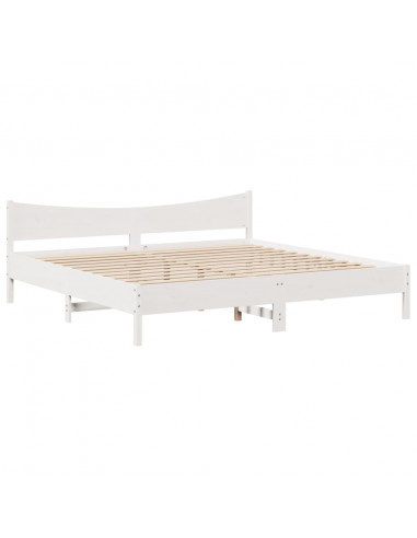 Giroletto con Cassetti Bianco 200x200 cm Legno Massello di Pino