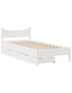 Giroletto con Cassetti Bianco 90x200 cm Legno Massello di Pino