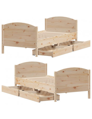 Giroletto senza Materasso 100x200 cm in Legno Massello di Pino