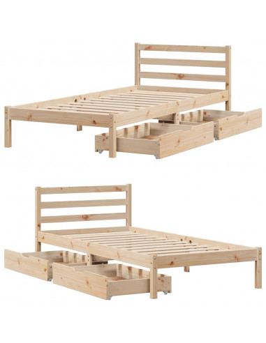 Giroletto senza Materasso 100x200 cm in Legno Massello di Pino