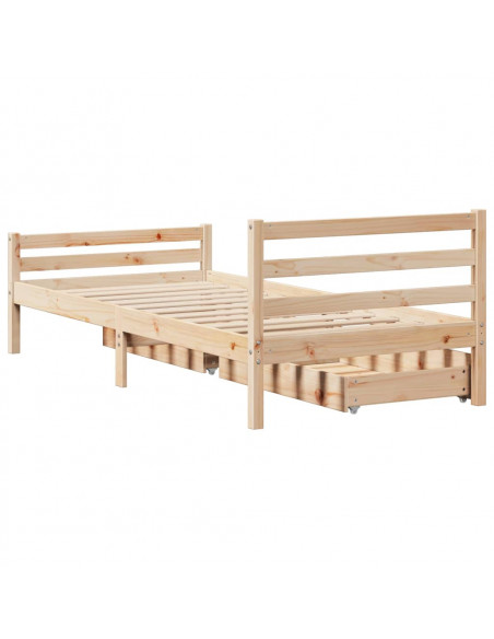 Giroletto senza Materasso 100x200 cm in Legno Massello di Pino