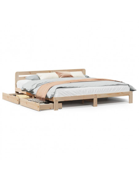 Giroletto senza Materasso 200x200 cm in Legno Massello di Pino