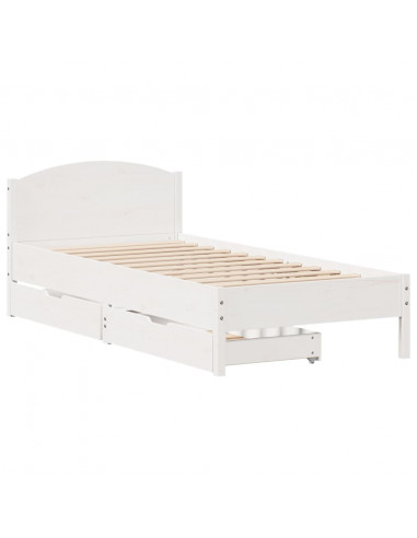 Giroletto senza Materasso Bianco 100x200 cm Legno Massello Pino