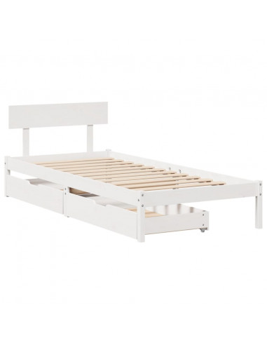 Giroletto senza Materasso Bianco 100x200 cm Legno Massello Pino