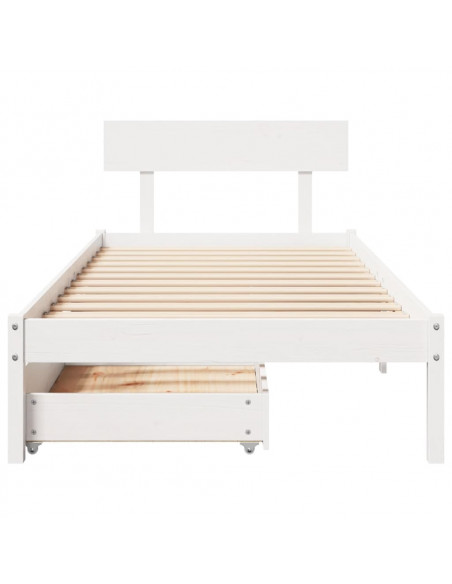 Giroletto senza Materasso Bianco 100x200 cm Legno Massello Pino