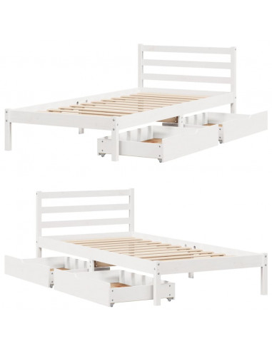 Giroletto senza Materasso Bianco 100x200 cm Legno Massello Pino