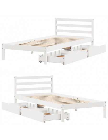 Giroletto senza Materasso Bianco 100x200 cm Legno Massello Pino