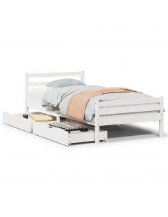 Giroletto senza Materasso Bianco 100x200 cm Legno Massello Pino