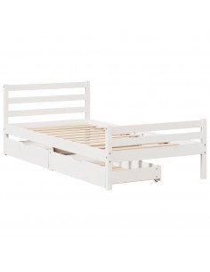 Giroletto senza Materasso Bianco 100x200 cm Legno Massello Pino 2