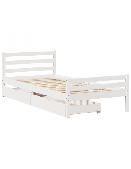 Giroletto senza Materasso Bianco 100x200 cm Legno Massello Pino
