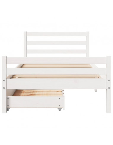 Giroletto senza Materasso Bianco 100x200 cm Legno Massello Pino