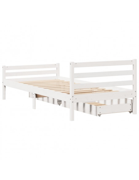 Giroletto senza Materasso Bianco 100x200 cm Legno Massello Pino