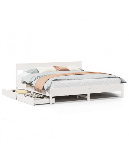 Giroletto senza Materasso Bianco 200x200 cm Legno Massello Pino
