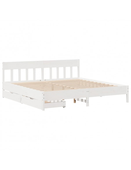 Giroletto senza Materasso Bianco 200x200 cm Legno Massello Pino