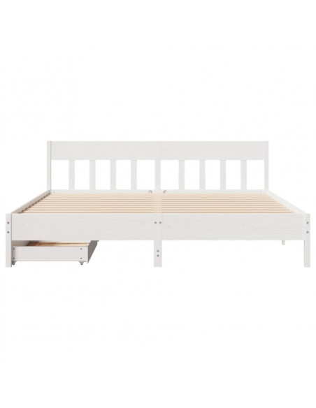 Giroletto senza Materasso Bianco 200x200 cm Legno Massello Pino