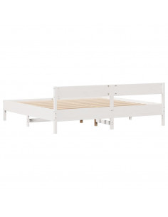 Giroletto senza Materasso Bianco 200x200 cm Legno Massello Pino 2