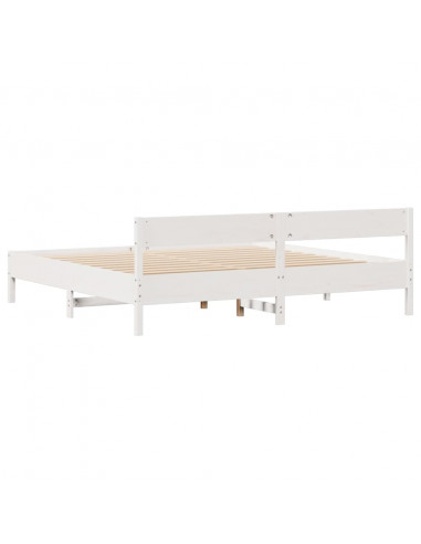 Giroletto senza Materasso Bianco 200x200 cm Legno Massello Pino