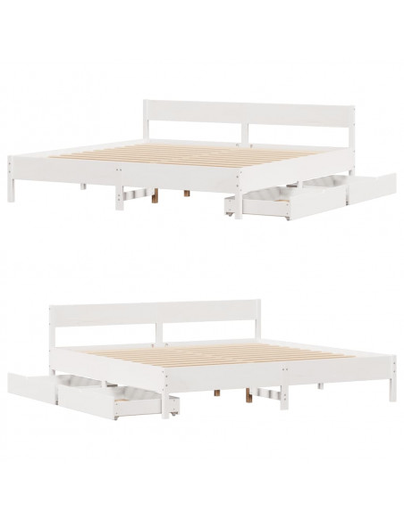 Giroletto senza Materasso Bianco 200x200 cm Legno Massello Pino