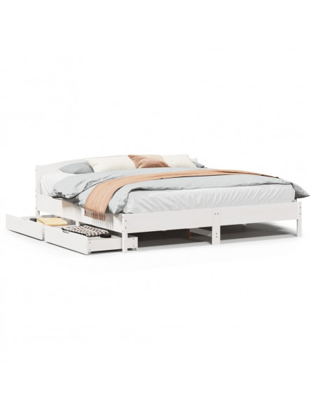 Giroletto senza Materasso Bianco 200x200 cm Legno Massello Pino
