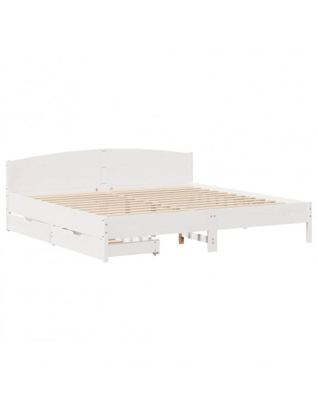 Giroletto senza Materasso Bianco 200x200 cm Legno Massello Pino