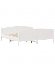 Giroletto senza Materasso Bianco 200x200 cm Legno Massello Pino 2