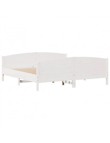 Giroletto senza Materasso Bianco 200x200 cm Legno Massello Pino