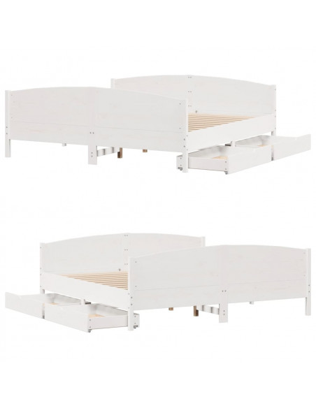 Giroletto senza Materasso Bianco 200x200 cm Legno Massello Pino