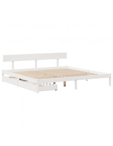 Giroletto senza Materasso Bianco 200x200 cm Legno Massello Pino