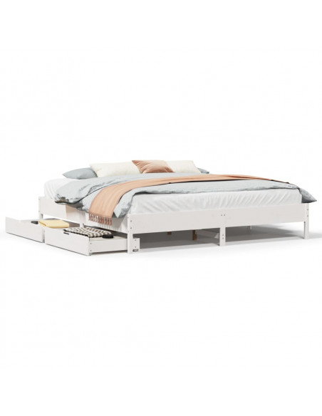 Giroletto senza Materasso Bianco 200x200 cm Legno Massello Pino