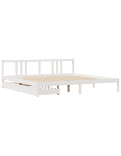 Giroletto senza Materasso Bianco 200x200 cm Legno Massello Pino 2