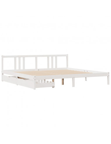 Giroletto senza Materasso Bianco 200x200 cm Legno Massello Pino