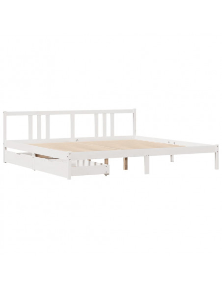 Giroletto senza Materasso Bianco 200x200 cm Legno Massello Pino